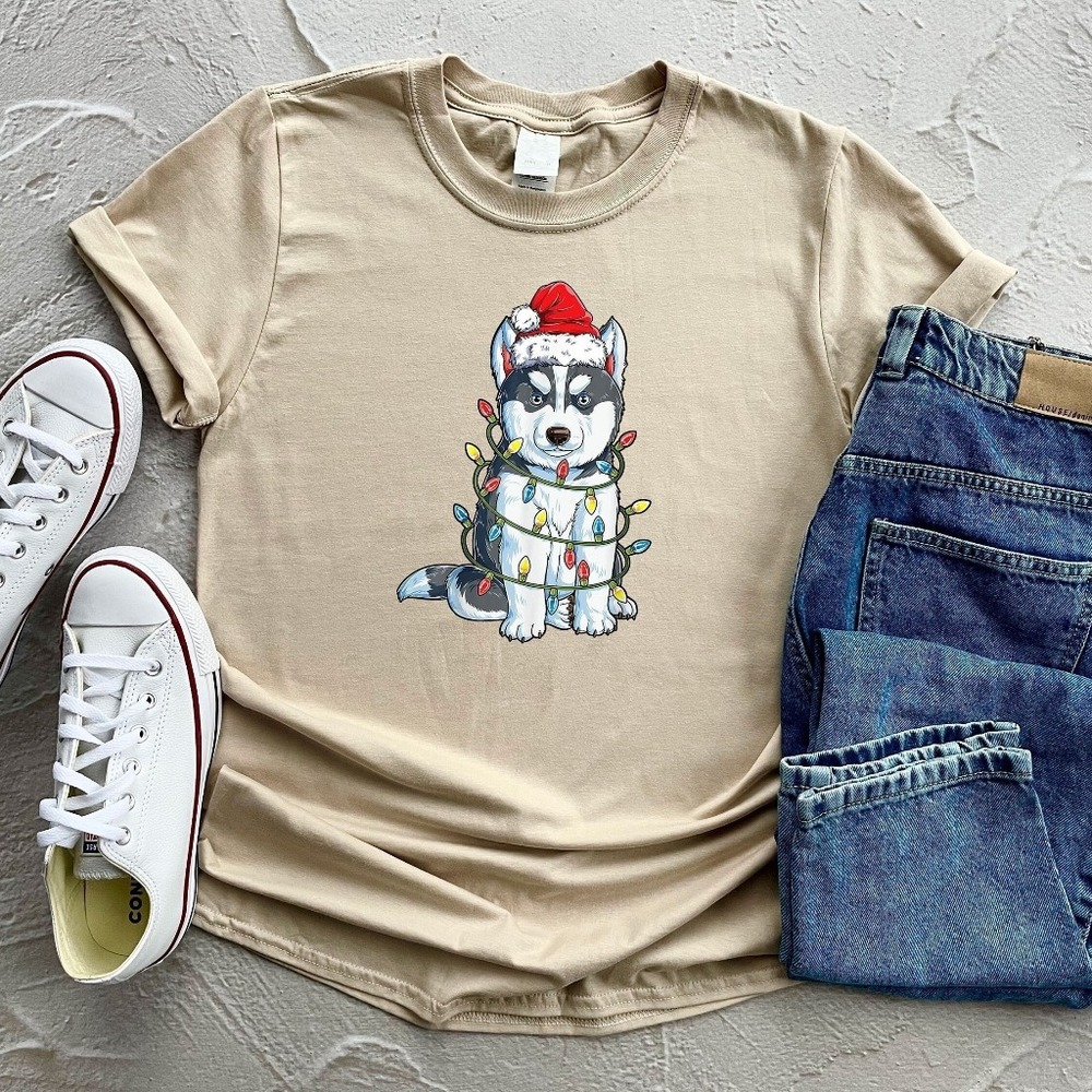 Christmas Wolf Lights Shirt, Christmas Shirt, Funny Christmas Shirt